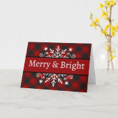 Karierte Merry & Bright Schneeflocke Postkarte (Gelbe Blume)