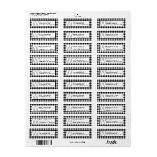 Karierte Mit Monogramm Anschrift in Schwarz und We (Vorne)