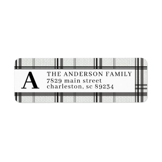 Karierte Mit Monogramm Rücksendeadresse Schwarz/We (Vorne)
