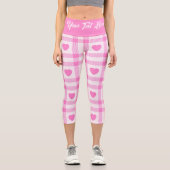 Karierte moderne rosa Herzenskollektion Capri Leggings (Vorderseite)