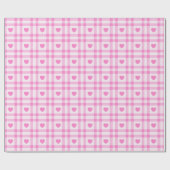 Karierte moderne rosa Herzenskollektion Geschenkpapier (Flach)
