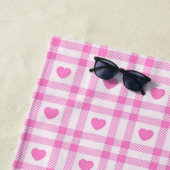 Karierte moderne rosa Herzenskollektion Strandtuch (Beispiel)