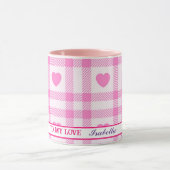 Karierte moderne rosa Herzenskollektion Tasse (Zentrum)