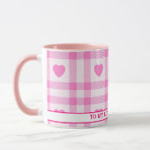 Karierte moderne rosa Herzenskollektion Tasse (Links)