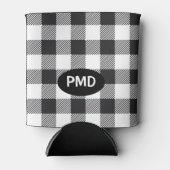 Karierte Monogram-Initialen von White Black Buffal Dosenkühler (Vorderseite)