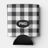 Karierte Monogram-Initialen von White Black Buffal Dosenkühler (Rückseite)