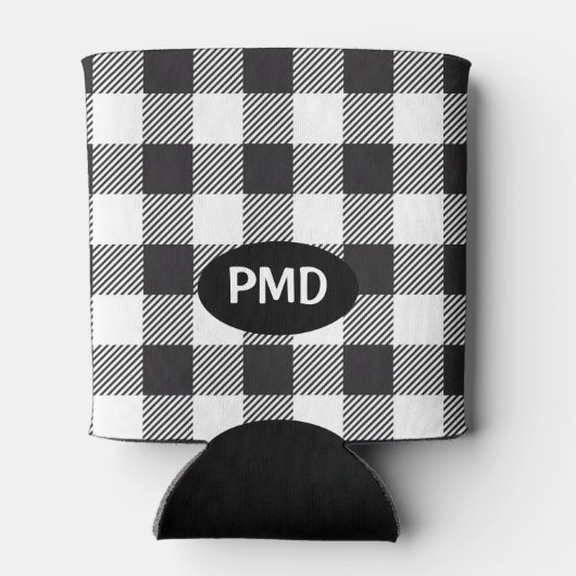 Karierte Monogram-Initialen von White Black Buffal Dosenkühler (Rückseite)