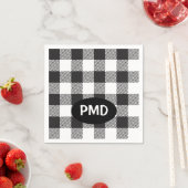 Karierte Monogram-Initialen von White Black Buffal Serviette (Beispiel)