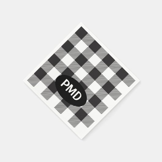 Karierte Monogram-Initialen von White Black Buffal Serviette (Ecke)