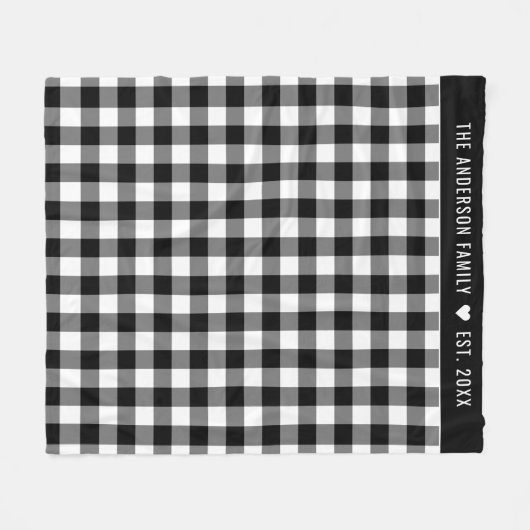 Karierte Monogramm aus schwarz-weißem Buffalo Fleecedecke (Vorderseite (Horizontal))