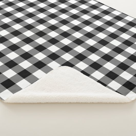 Karierte Monogramm aus schwarz-weißem Buffalo Sherpadecke (3/4)