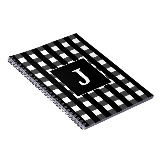 Karierte Monogramm aus schwarz-weißem Büffel Notizblock (Rechte Seite)