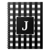 Karierte Monogramm aus schwarz-weißem Büffel Notizblock (Vorderseite)