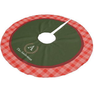Karierte Monogramm-Bezeichnung Polyester Weihnachtsbaumdecke