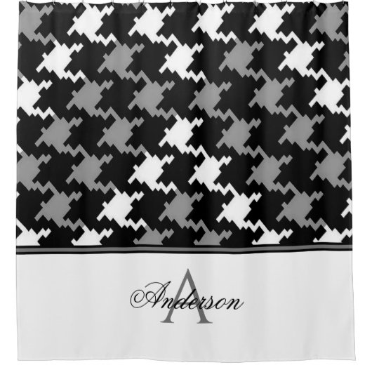 Karierte Monogramm Duschvorhang (Vorderseite)