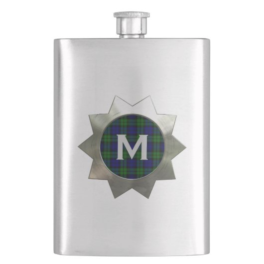 Karierte Monogramm-Flasche Flachmann (Vorderseite)