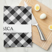 Karierte Monogramm Geschirrtuch (Viertel Falte)