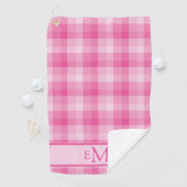 Karierte Monogramm-Initialen in hellrosa Golfhandtuch (Insitu)