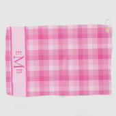 Karierte Monogramm-Initialen in hellrosa Golfhandtuch (Horizontal)