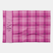 Karierte Monogramm-Initialen in Rosa Geschirrtuch (Horizontal)