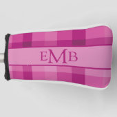 Karierte Monogramm-Initialen in Rosa Golf Headcover (Vorderseite)