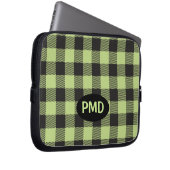 Karierte Monogramm-Initialen von Lime Green Black  Laptopschutzhülle (Vorne Rechts)