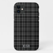 Karierte Monogramm Schwarz/Weiß Case-Mate iPhone Hülle (Rückseite)