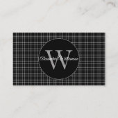 Karierte Monogramm Schwarz/Weiß Visitenkarte (Vorderseite)