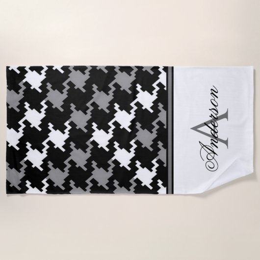 Karierte Monogramm Strandtuch (Vorderseite)