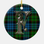 Karierte Monogrammschmuck Keramik Ornament (Hinten)