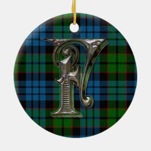 Karierte Monogrammschmuck Keramik Ornament (Hinten)