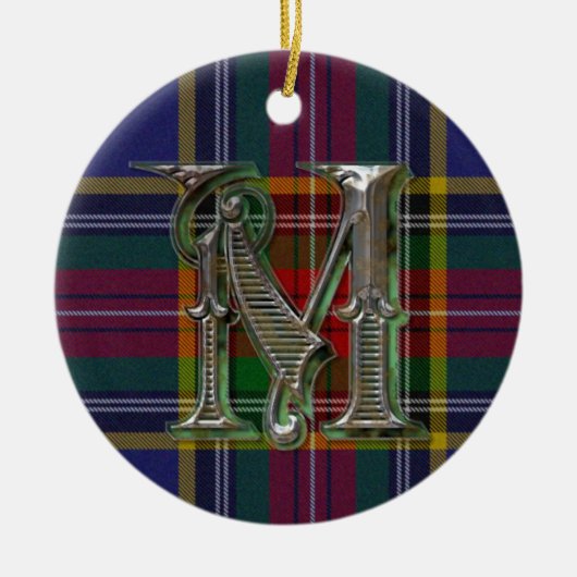 Karierte Monogrammverzierung Macbeth Keramikornament (Vorne)