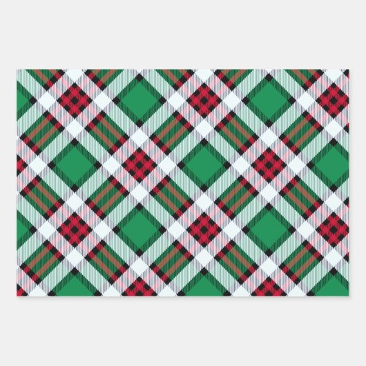 Karierte Muster - Multi-Muster für grün, rot und w Geschenkpapier Set (Vorderseite)