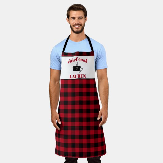 Karierte Muster-Schürze "Black and Red Cook Buffal Schürze (Getragen)