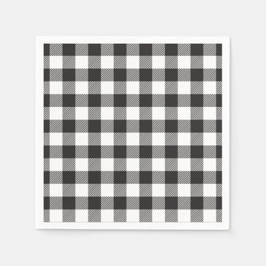 Karierte Napkins in Schwarz und Weißbüffel Serviette (Vorderseite)