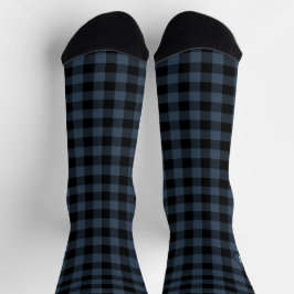 Karierte Navy & Weiße Initialen Monogramm Socken