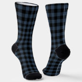 Karierte Navy & Weiße Initialen Monogramm Socken (Gewinkelt)