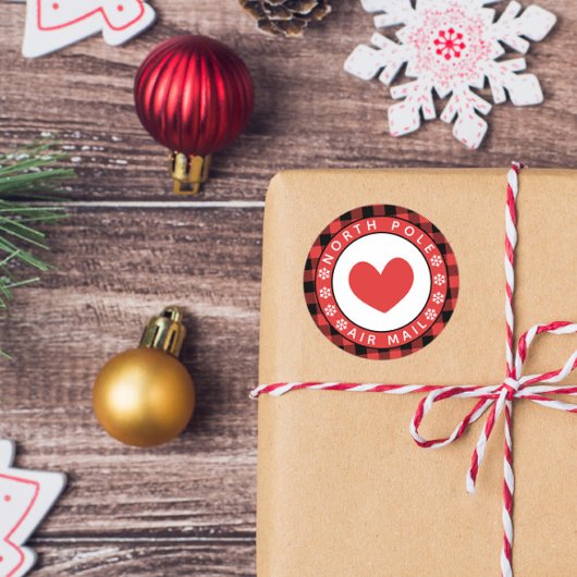 Karierte Nordpol-Luftpost Runder Aufkleber