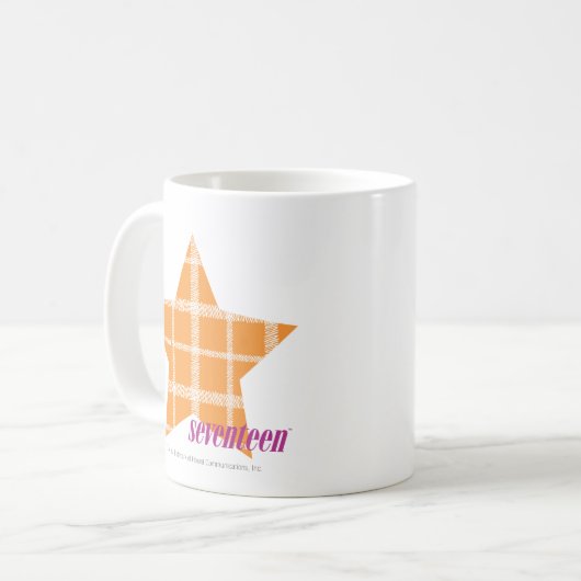 Karierte Orange 2 Kaffeetasse (Vorderseite Links)