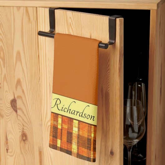 Karierte Orange Geschirrtuch (Drittel gefaltet)