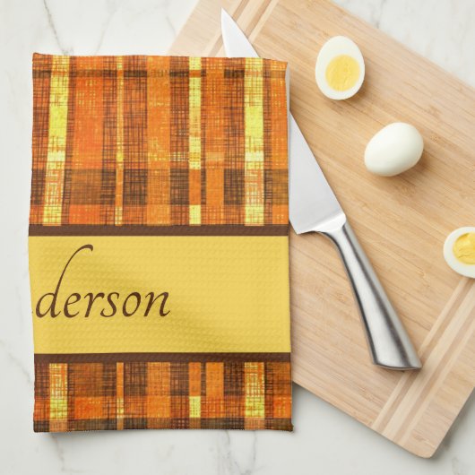 Karierte Orange Geschirrtuch (Viertel Falte)