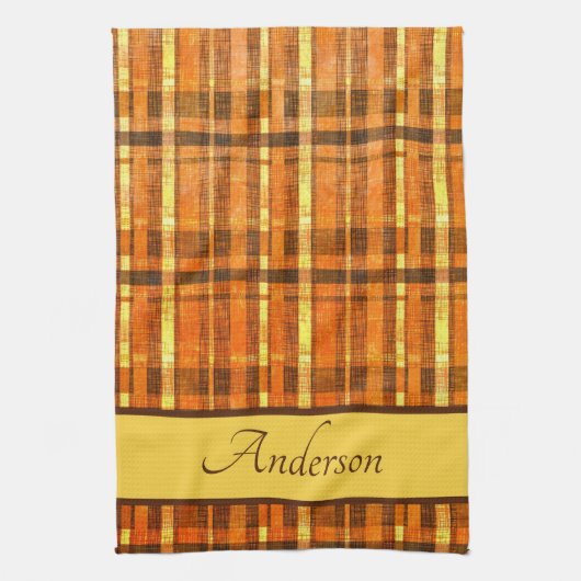 Karierte Orange Geschirrtuch (Vertikal)