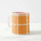 Karierte Orange Zweifarbige Tasse (Vorderseite Links)