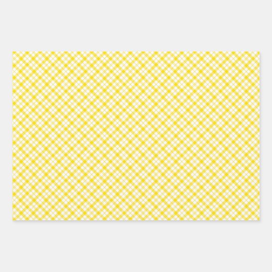 Karierte Papierblätter aus Gelb und Weiß Geschenkpapier Set (Vorderseite 2)