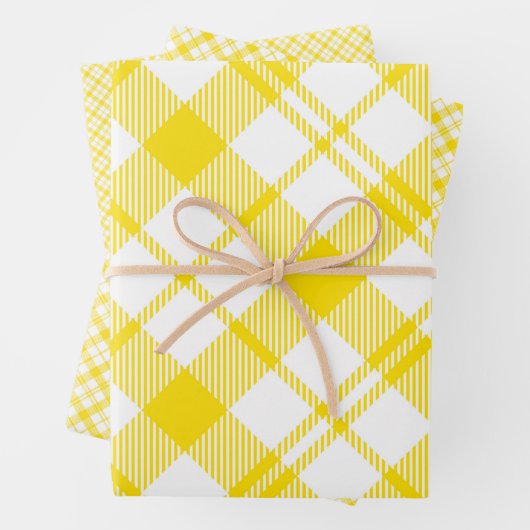 Karierte Papierblätter aus Gelb und Weiß Geschenkpapier Set (Beispiel)