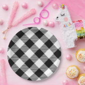 Karierte Papierplatte aus weißem und schwarzem Büf Pappteller (Party)