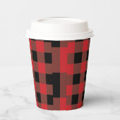 Karierte Papiersorten in Rot und Schwarz Pappbecher (Links)