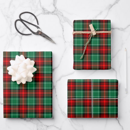 Karierte Papiertücher für Rot und Grüne Ferien Geschenkpapier Set (Vorderseite)