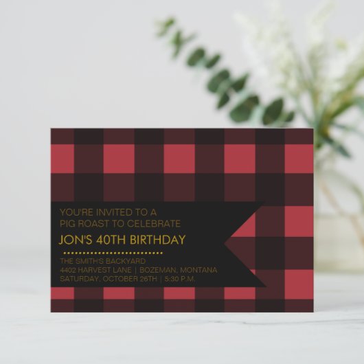 Karierte Party Einladung (Stehend Vorderseite)