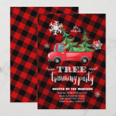 Karierte Party Einladung zum Trimmen von Rotbäumen (Vorne/Hinten)